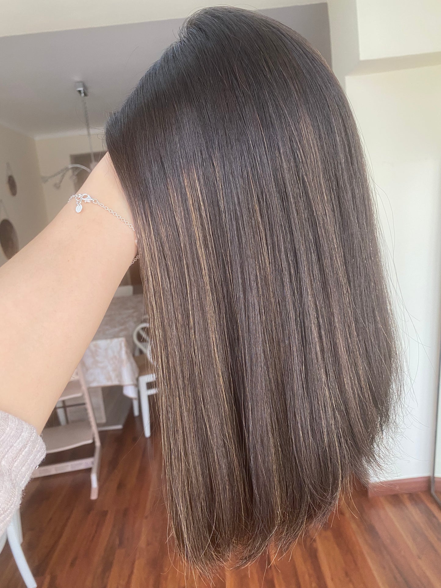DARK BRUNETTE W/ HIGHLIGHTS / 16" / 8x8 / Silk Top