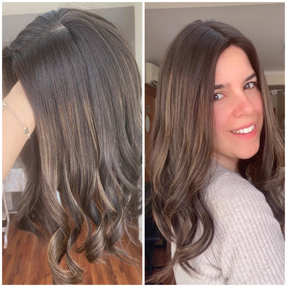 CASTAÑO OSCURO CON REFLEJOS / 16" / 8x8 / Seda