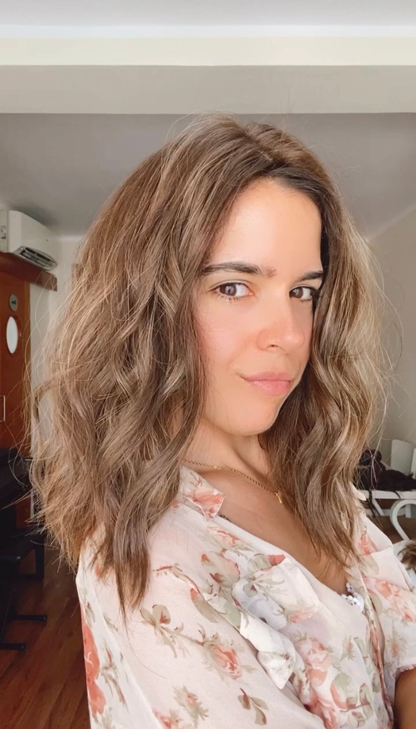 LIGHT ASH BROWN WITH SUBTLE HIGHLIGHTS / 16" / 8x8 / Silk Top