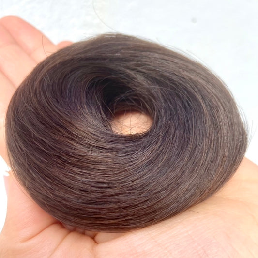 Moño de Cabello Natural - Castaño Oscuro-Medio