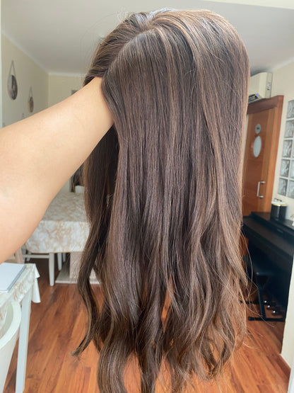 GOLDEN HAZEL ROOTED / 18" / 8x8 / Silk Top