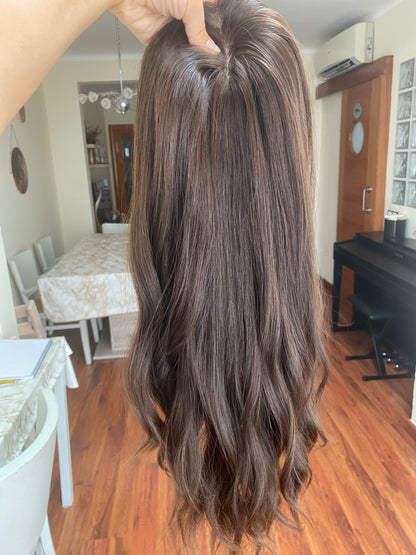 GOLDEN HAZEL ROOTED / 18" / 8x8 / Silk Top