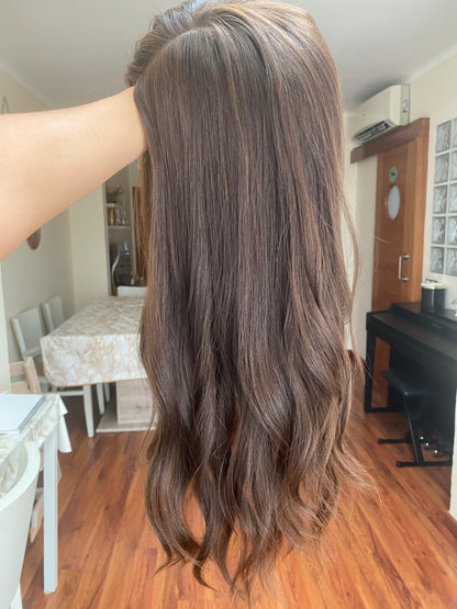 GOLDEN HAZEL ROOTED / 18" / 8x8 / Silk Top