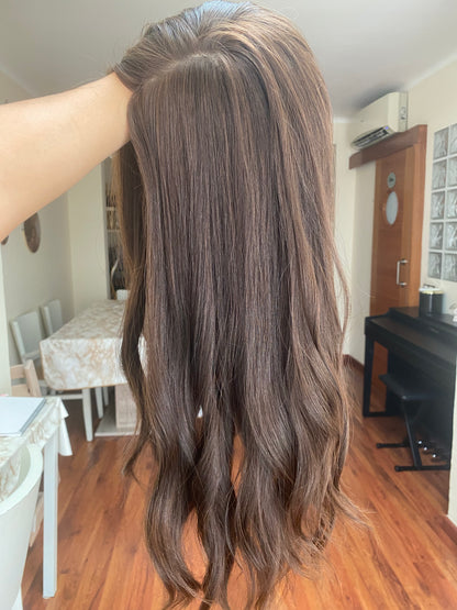 GOLDEN HAZEL ROOTED / 18" / 8x8 / Silk Top