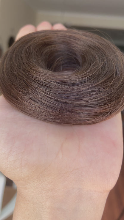 Moño de Cabello Natural - Castaño Oscuro-Medio