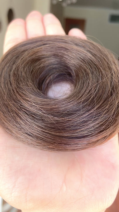 Moño de Cabello Natural - Castaño Medio