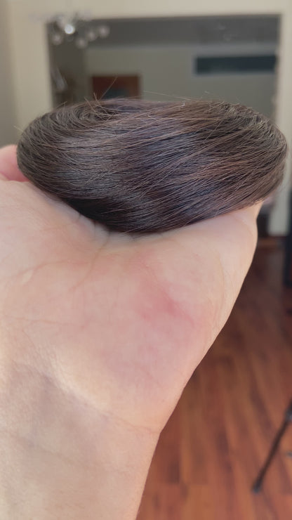 Moño de Cabello Natural - Castaño Oscuro