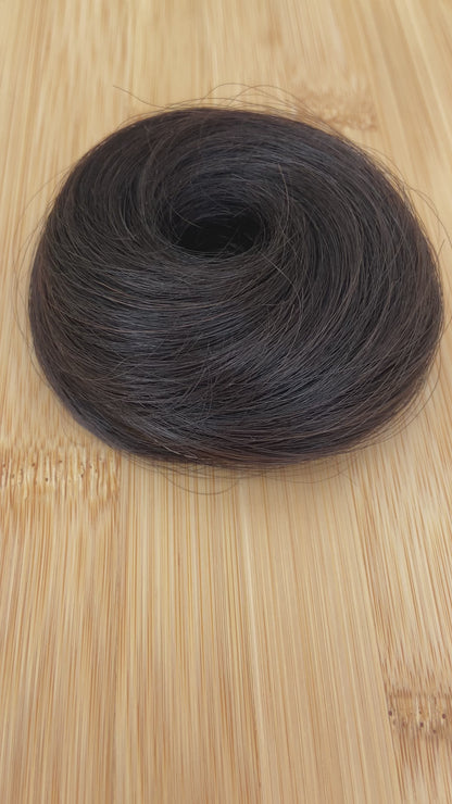 Moño de Cabello Natural - Negro Suave